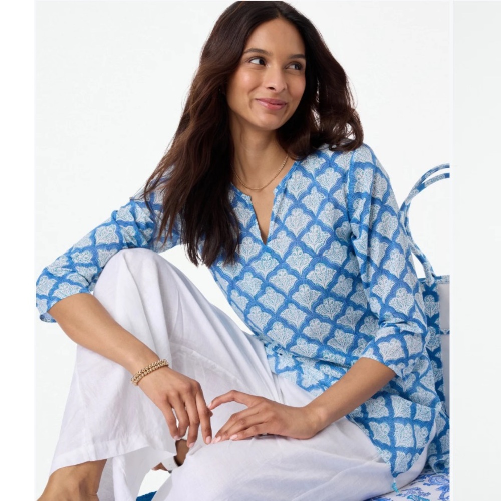 Roller Rabbit 100% Cotton Jemina Kurta Tunic Top Size Medium